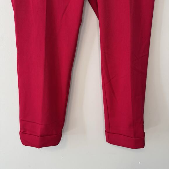 LOFT Devin Slim Pants Women's 8 Petite Red Tie Waist Straight Leg Stretch Cuffed - Picture 3 of 13